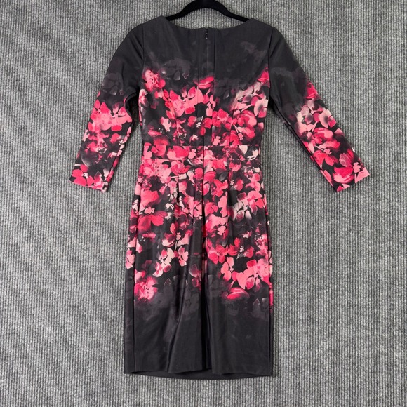 Antonio Melani Sheath Dress Womens 0 Black Pink Floral Cocktail Party Romantic - Picture 2 of 11